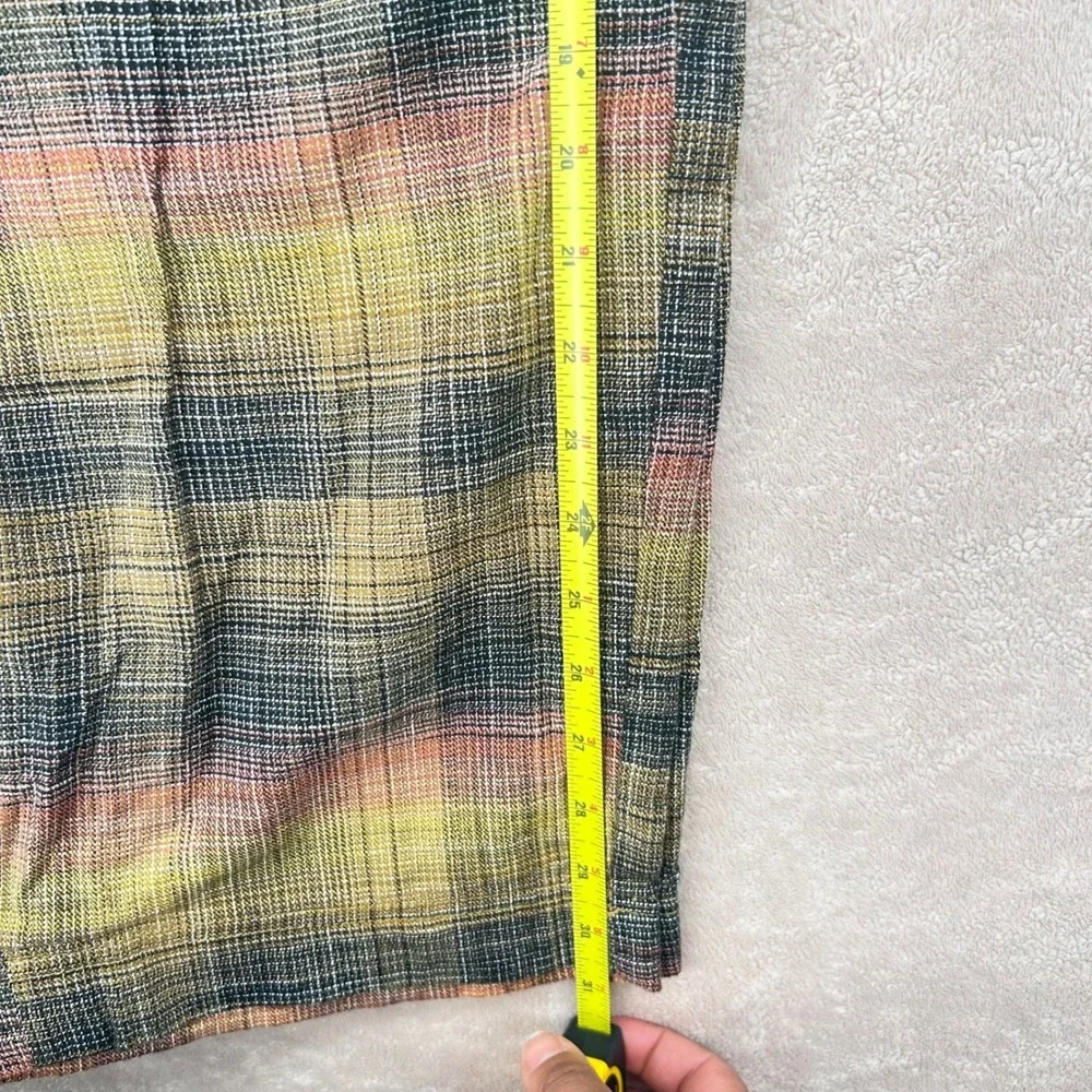 Free People‎ Ombre Plaid Wide Leg Trousers Yellow Multi Size 2 OB1387664